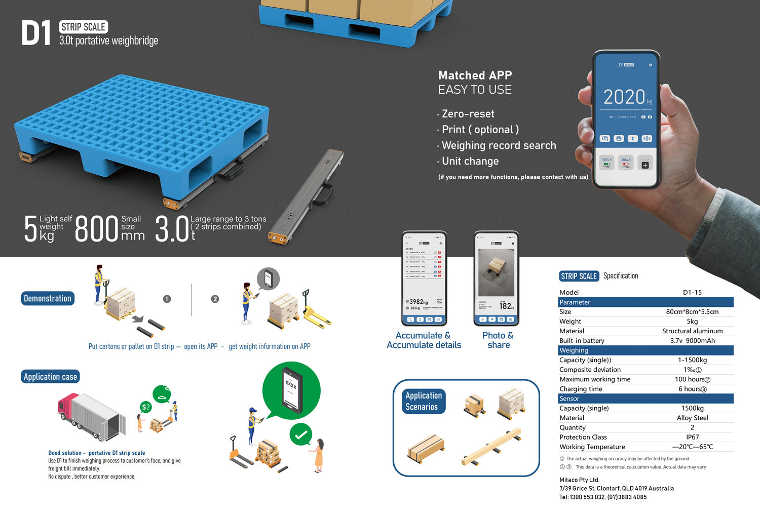 Portable Weighing Scales - Bluetooth Strip Scale | 3000kg