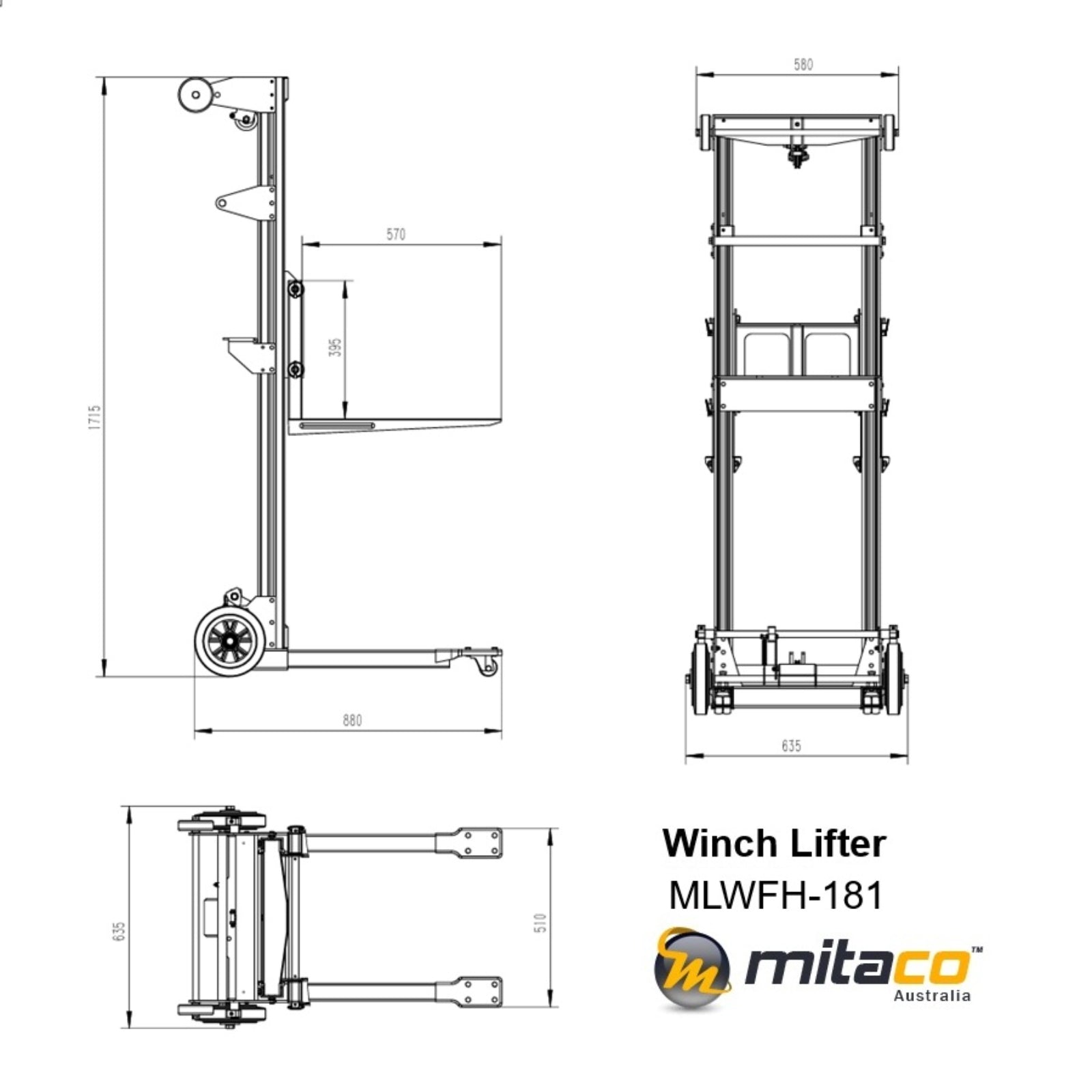 181kg Winch Lifter Telescopic Aluminium Frame | 3000mm Lift height