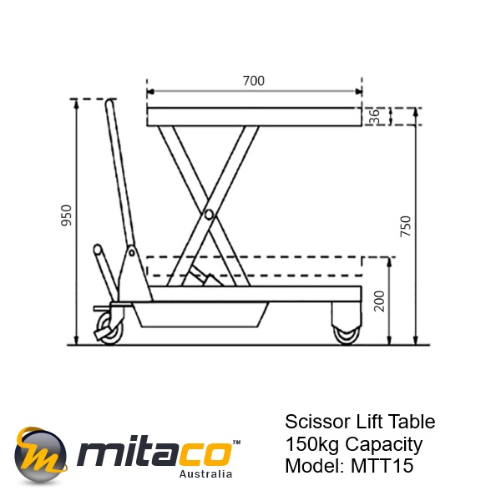 150kg Manual Hydraulic Lift Table | 750mm lift height