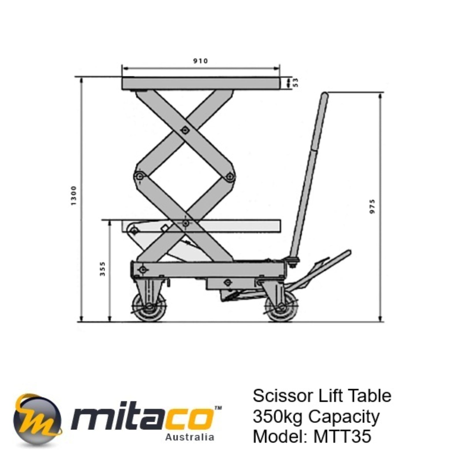350kg Hydraulic Scissor Lift Table | 1300mm Lift height