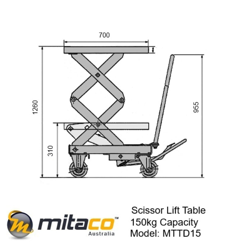 150kg Hydraulic Lift Table | 1260mm Lift height