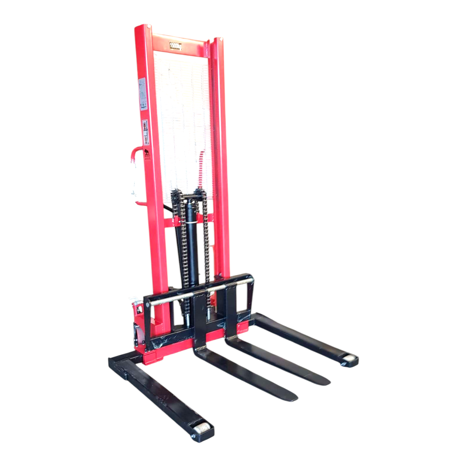 Niuli 1500kg Adjustable Base Manual Pallet Stacker - 1.6m Lift Height