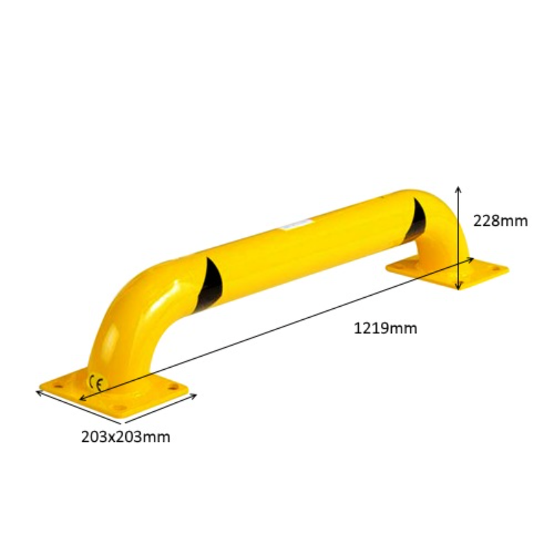 Safety Bollard Low Profile – U-Bar Warehouse Equipment Barrier | 228mm High